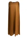 Soeur Shoulder Detail Gathered Midi Length Relaxed Silhouette In Brown