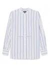 Soeur Embroidered Poplin Darren Oversize Shirt In Blue