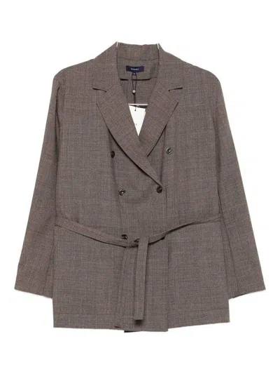 SOEUR DOUBLE-BREASTED BLAZER IN BROWN
