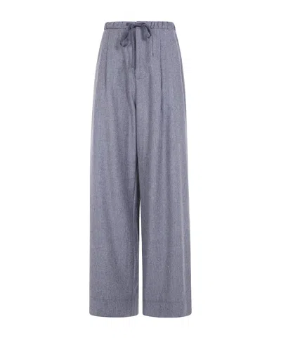 Soeur Drawstring Wool Casual Trousers In Blue