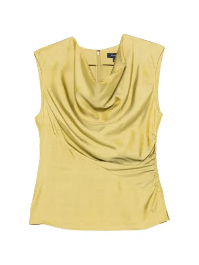 Soeur Eclat Cowlneck Ruched Blouse In Yellow