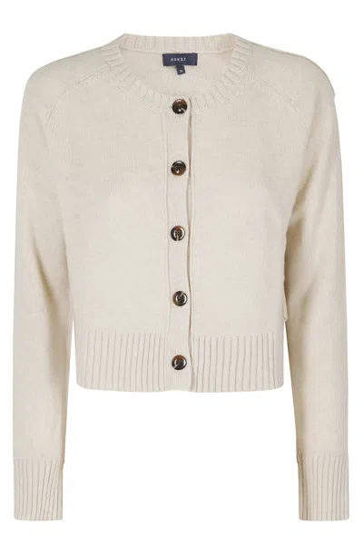 Soeur Ecru Virginia Cropped Merino Wool Cardigan In Neutral