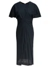 Soeur Draped Detail Short Sleeves V-neck Back In Blue