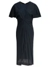 Soeur Draped Detail Short Sleeves V-neck Back In Blue