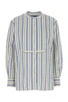 Soeur Embroidered Poplin Darren Oversize Shirt In Blue