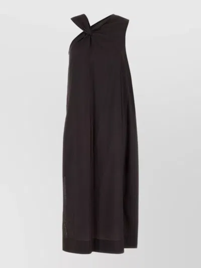 Soeur Emna Viscose Blend One Shoulder Dress In Brown