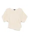 Soeur Ribbed Texture Asymmetric Hem T-shirts With Side Slit In Neutral