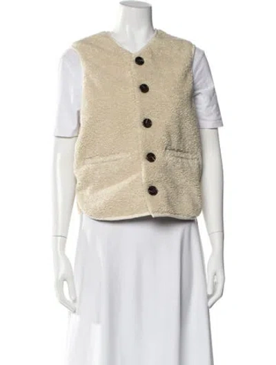 Pre-owned Soeur Faux Shearling Vest In Neutral