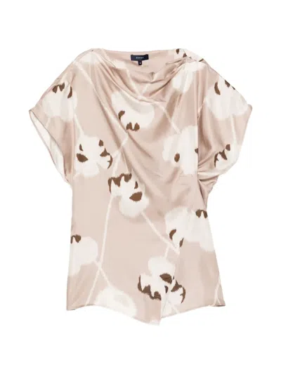 Soeur Fedora Floral Draped Blouse In Neutral