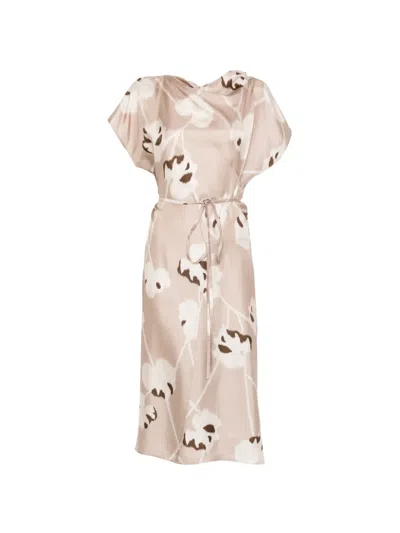 Soeur Felicie Floral Tie Dress In Neutral
