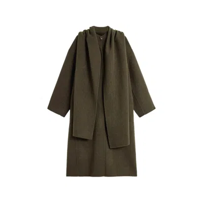 Soeur Finn Scarf-detail Coat In Green