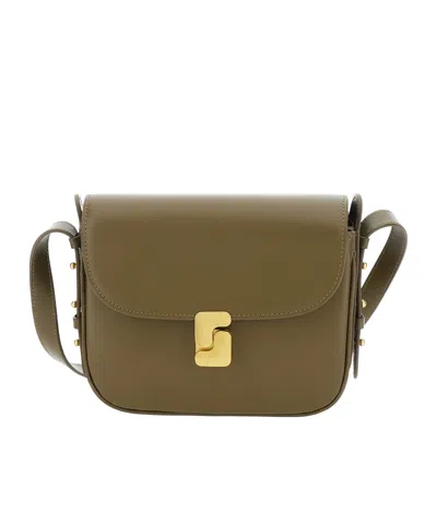 Soeur Mini Bellissima Buckle Detail Shoulder Bag In Green