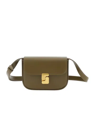 Soeur Mini Bell Buckle-detail Shoulder Bag In Green