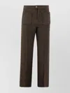 Soeur Flared High Waist Wool Trousers In Green