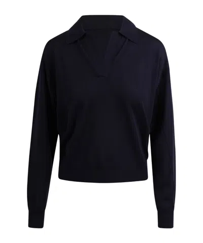 Soeur Collar Long-sleeve Top In Blue
