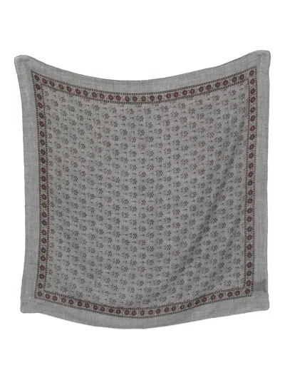 Soeur Floral-pattern Twill Scarf In Gray