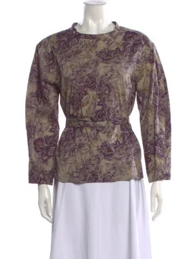 Pre-owned Soeur Floral Print Crew Neck Blouse In Purple