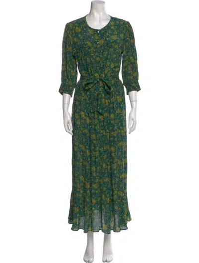Pre-owned Soeur Floral Print Long Dress In Green