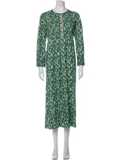 Pre-owned Soeur Floral Print Long Dress In Green