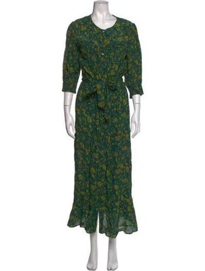 Pre-owned Soeur Floral Print Long Dress In Green