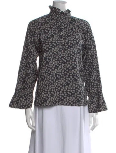 Pre-owned Soeur Floral Print Long Sleeve Blouse In Blue
