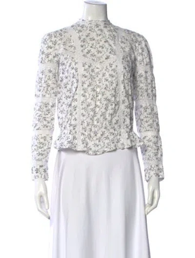 Pre-owned Soeur Floral Print Mock Neck Top In Neutral