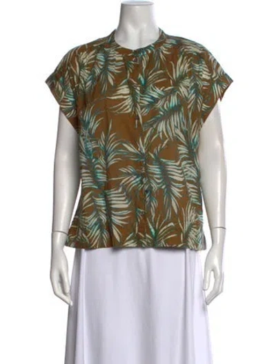 Pre-owned Soeur Floral Print Short Sleeve Top In Green