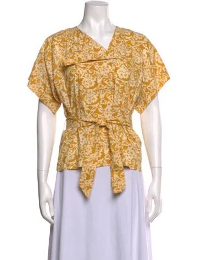 Pre-owned Soeur Floral Print V-neck Top In Yellow