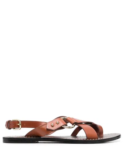 Soeur Florence Leather Sandals In Beige