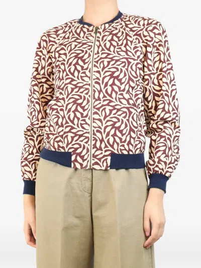Pre-owned Soeur Foliage-print Bomber Jacket In Red