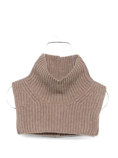 Soeur Gad Ribbed-knit High-neck Scarf In Brown