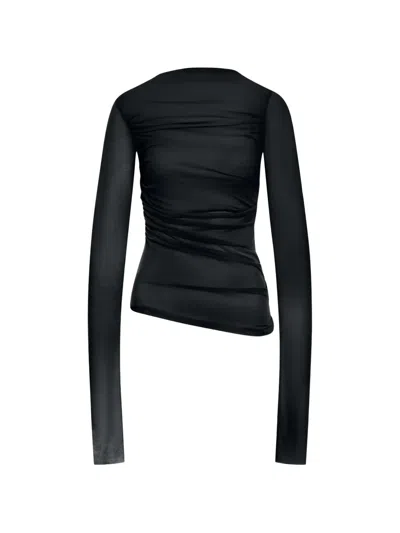 Soeur Gaia Ruched Long-sleeved T-shirt In Black