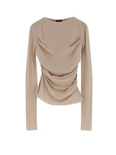 Soeur Gaia Draped Crepe Top In Neutral