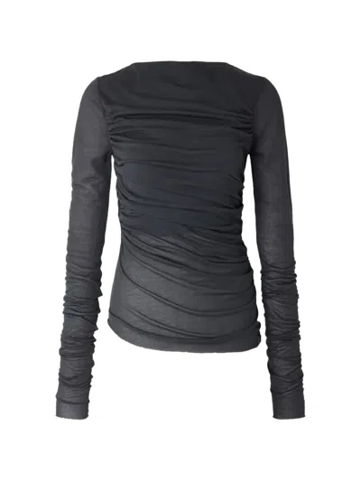 Soeur Gaia Ruched Long-sleeved T-shirt In Gray