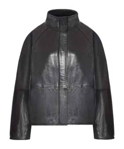 Soeur Gamma High-neck Leather Jacket In Black