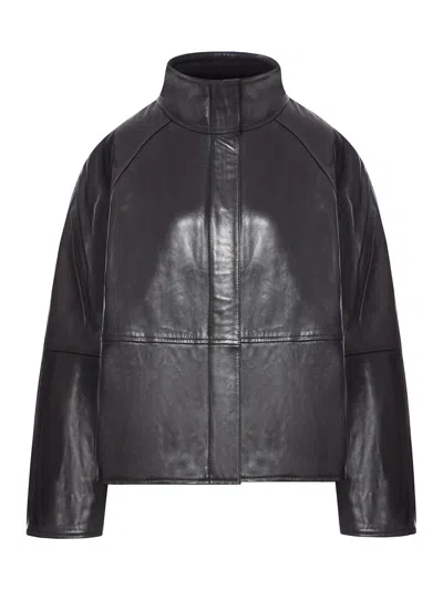 Soeur Gamma High-neck Leather Jacket In Black