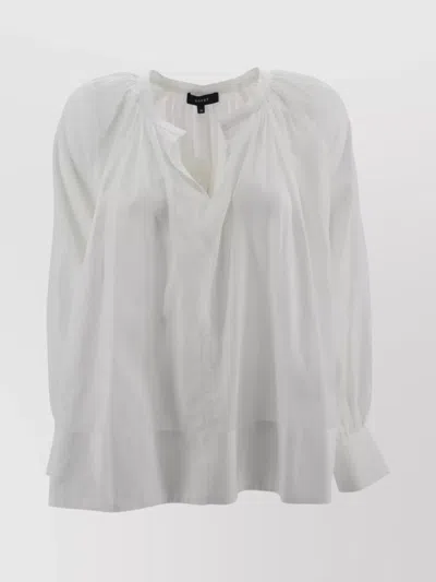 Soeur Gathered Neckline Long Sleeves Top In White