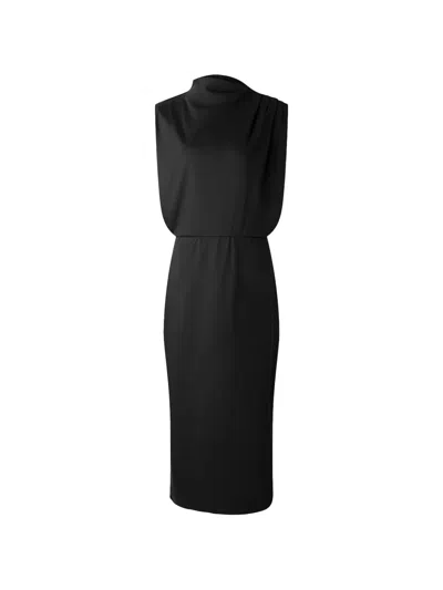 Soeur Midi Dress With High Neckline And Fitted Waist In Black