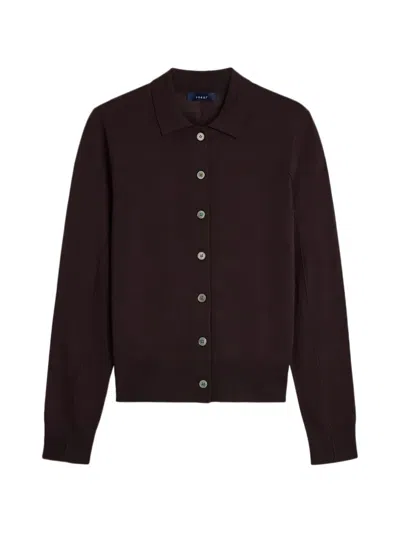 Soeur Hailey Button-up Polo-collar Cardigan In Brown