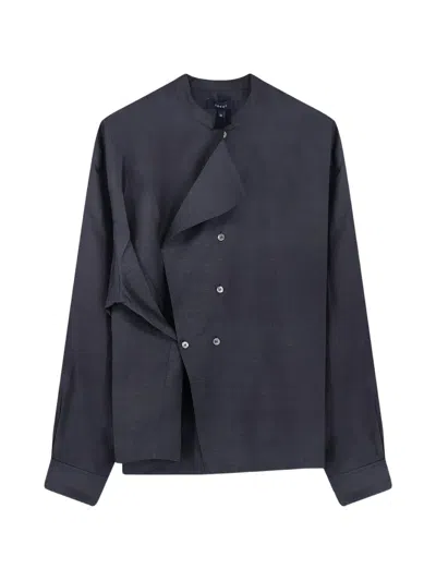 Soeur Long-sleeved Stand-up Collar Shirt In Black