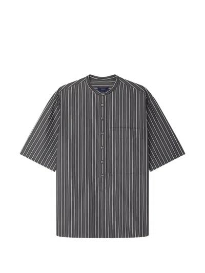 Soeur Hannah Striped Short-sleeve Shirt In Black