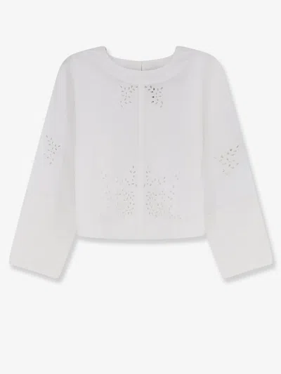 Soeur Hansel Embroidered Cropped Top In White