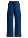 Soeur Wide-leg Denim Trousers Back Pockets In Blue