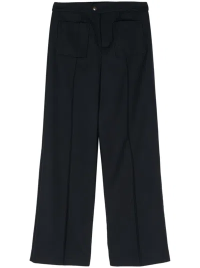Soeur Wide-leg High Waist Trousers With Pleat Detailing In Blue
