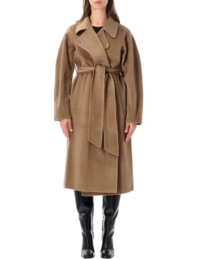 Soeur Harvard Belted Coat In Neutral