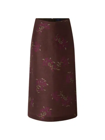 Soeur Helia Floral-print Skirt In Brown
