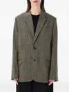 Soeur Checked Wool Blend Oversized Tailoring Blazer In Green