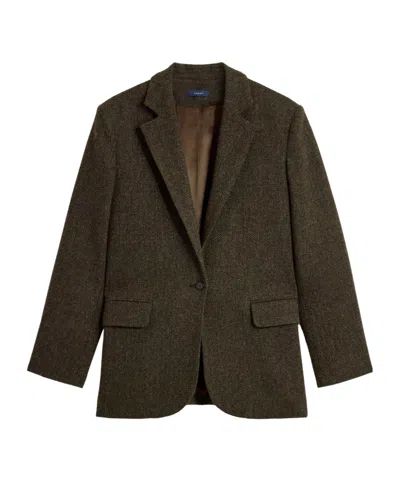 Soeur Herringbone-weave Single-breasted Jacket In Green