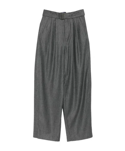 SOEUR HIGH WAIST WOOL BLEND TROUSERS WITH BELT