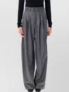 Soeur High Waist Wool Blend Trousers With Belt In Gray